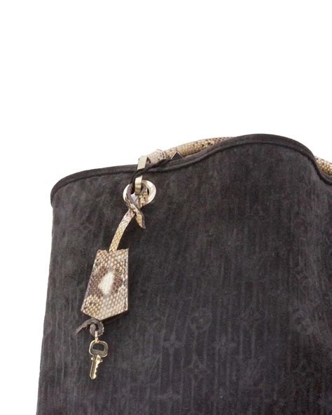 Louis Vuitton Kohl Whisper Python Handle Suede Handbag.